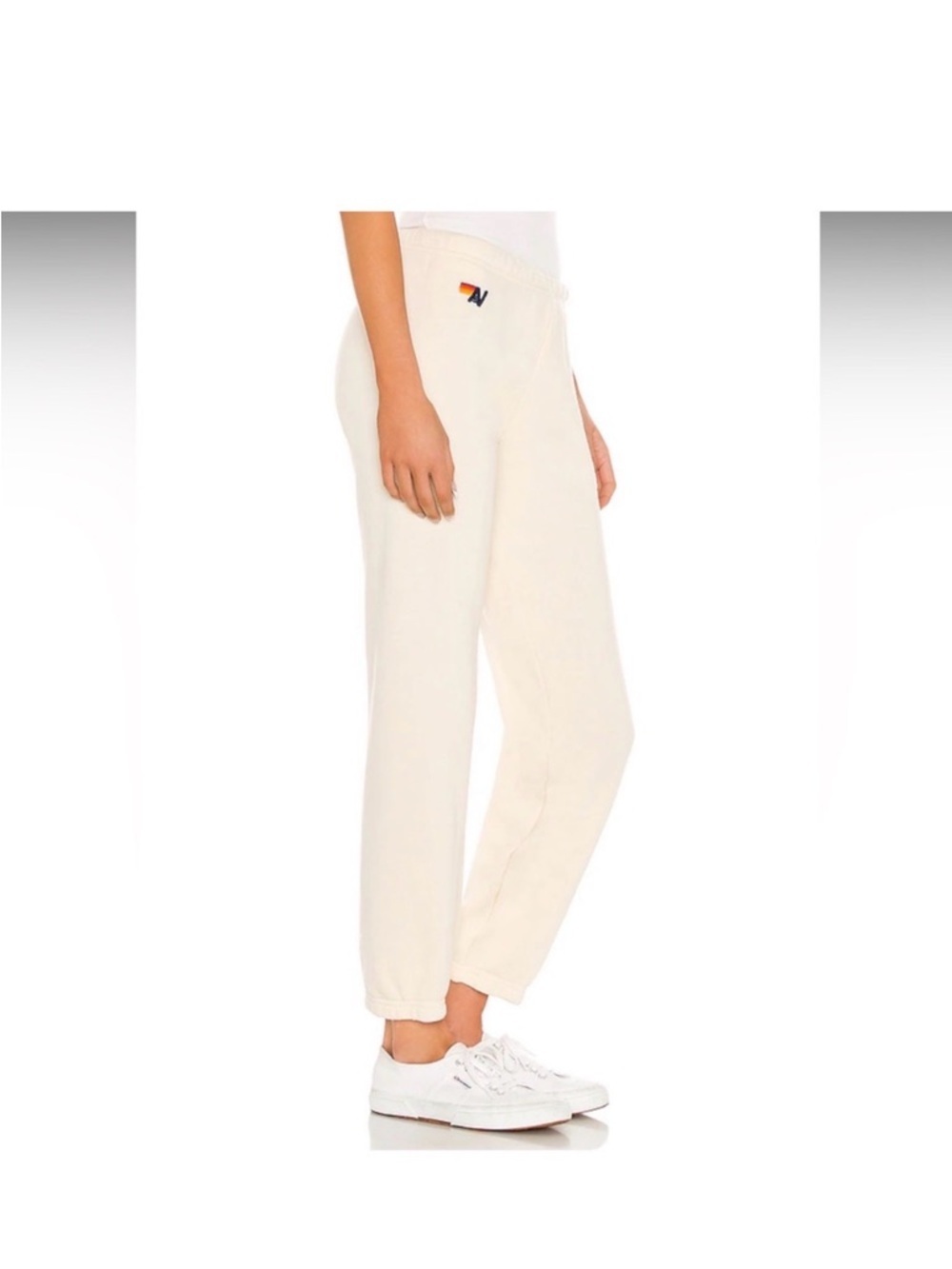 Aviator Nation 5 Stripe Sweatpants Vintage White Rainbow Stripe Size S - Picture 2 of 9